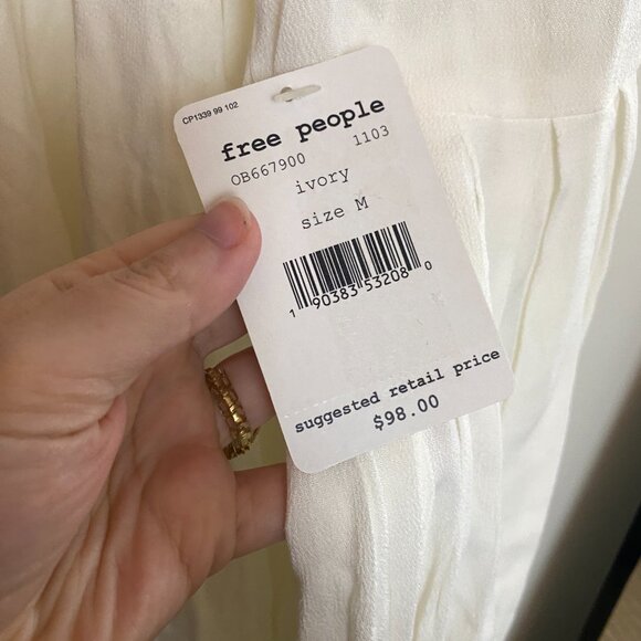 Women's NWT Free People Drift Away Cold Shoulder Long Sleeve Bohemian Blouse - Picture 11 of 11